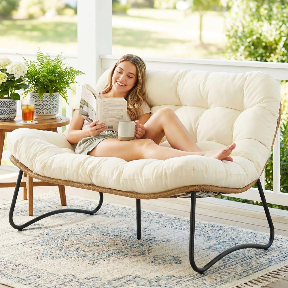 Outdoor Furniture Durable - Outdoor Patio Loveseat, Boho Lounge Couch