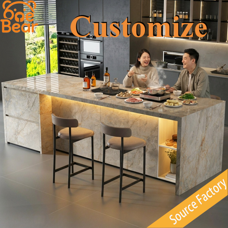 Outdoor Furniture Easy To Clean - Square Solid Marble Island Countertop Thickened