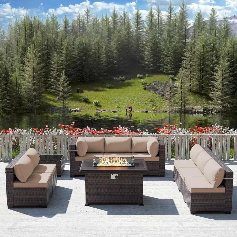 Outdoor Furniture Fire Table - -Patio Furniture Set With Propane Fire