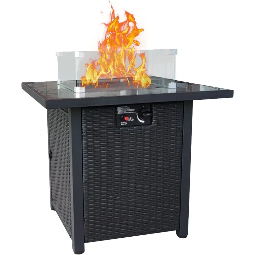 Outdoor Furniture Fire Table - Wicker Outdoor Patio Furniture Set, Rattan