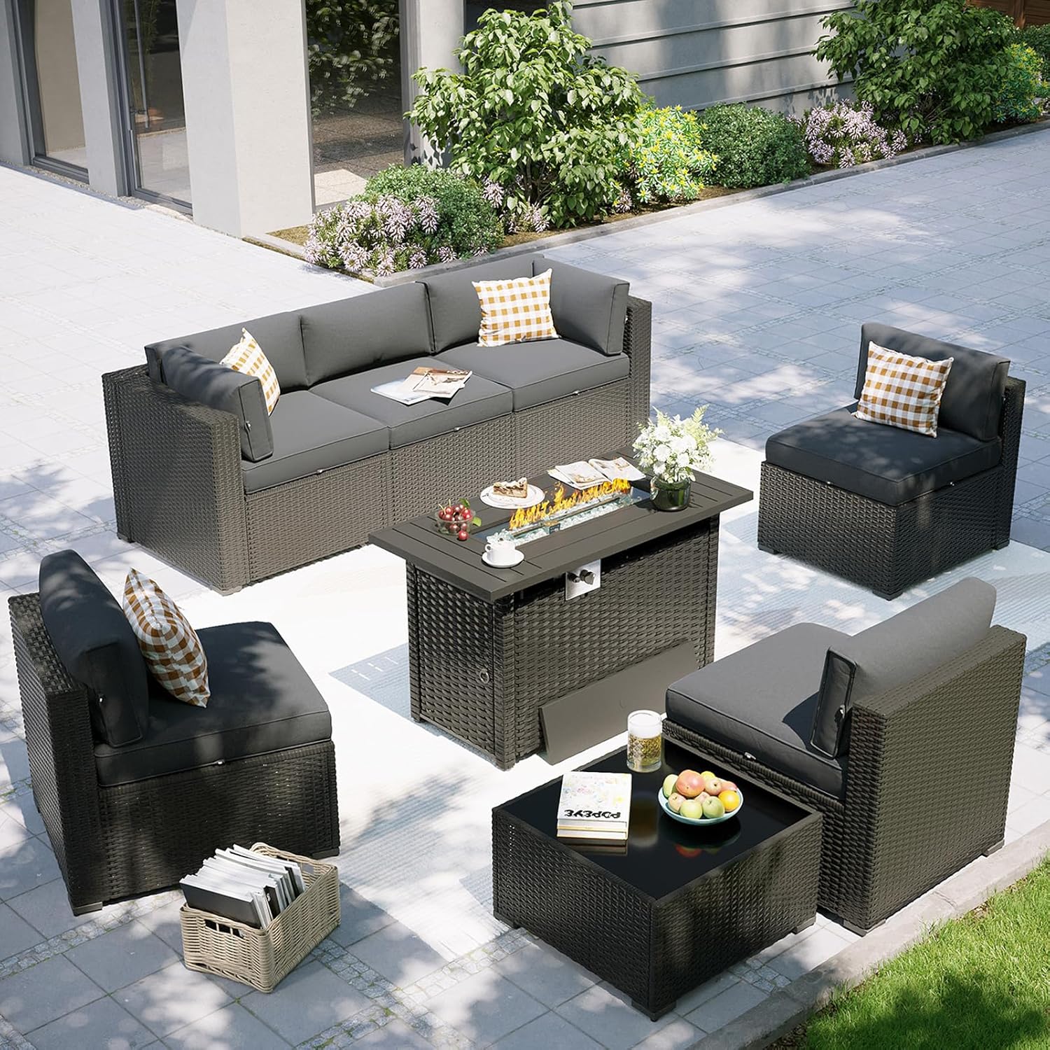 Outdoor Furniture Fire Table - Patio Furniture Set with Fire Pit