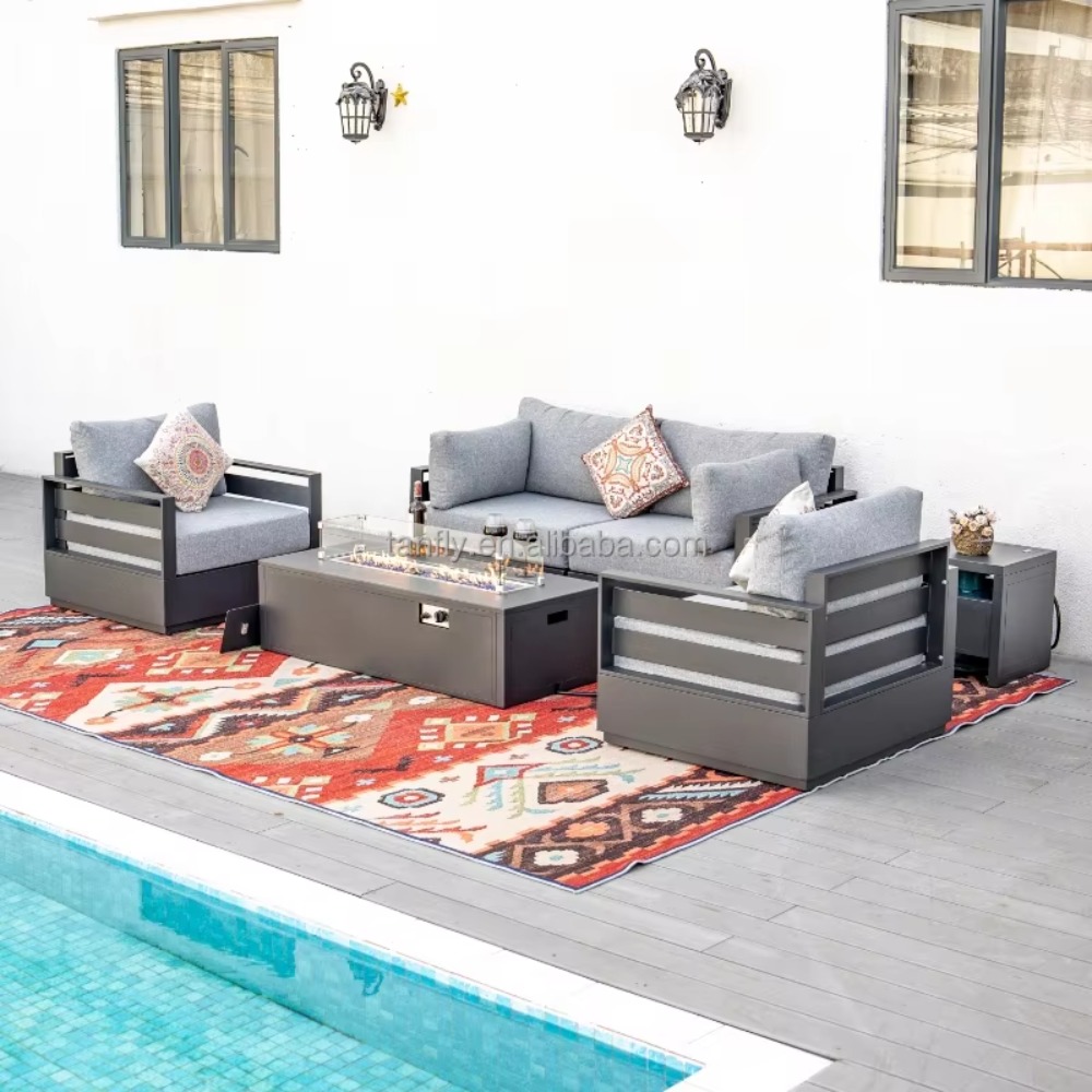 Outdoor Furniture Fire Table - Villa Hotel Outdoor Furniture Set Modern