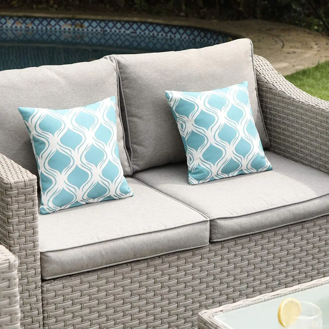 Outdoor Furniture Fire Table - -Outdoor Furniture 5-Piece Wicker Sectional Sofa