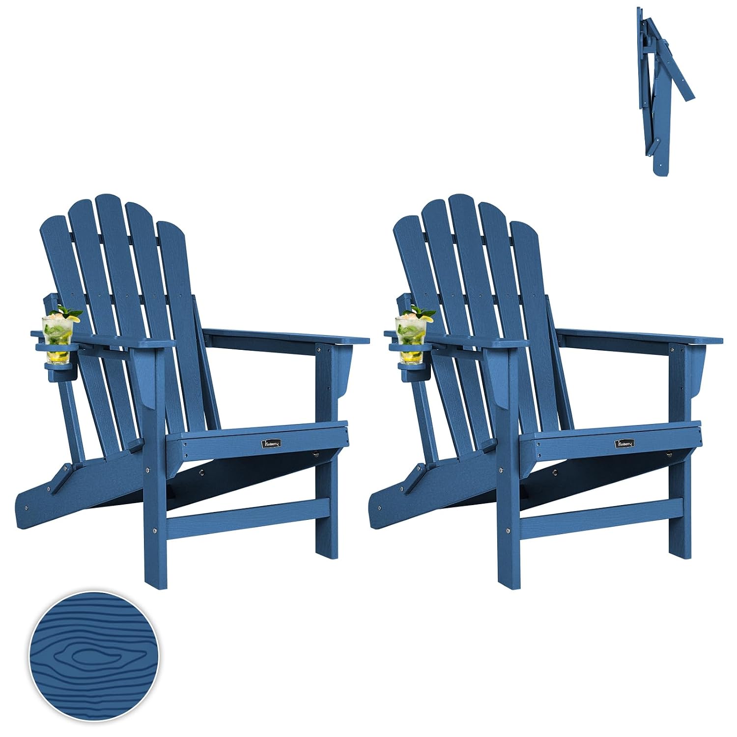 Outdoor Furniture Easy To Clean - Oversized Folding Adirondack Chair 2-Pack 400LBS