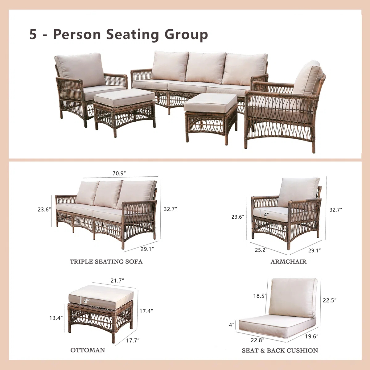 ！@Dwoo Durable PE Wicker 5 Pie - đánh giá và giá Outdoor Furniture Easy To Clean