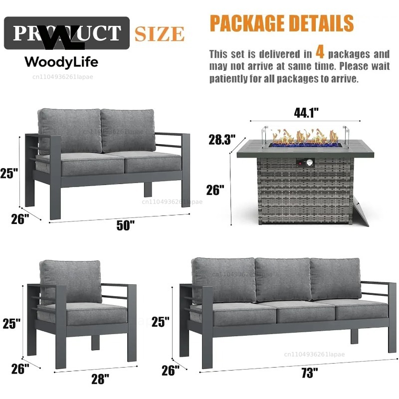 L5 Pieces Modern Aluminum Pati - đánh giá và giá Outdoor Furniture Fire Table