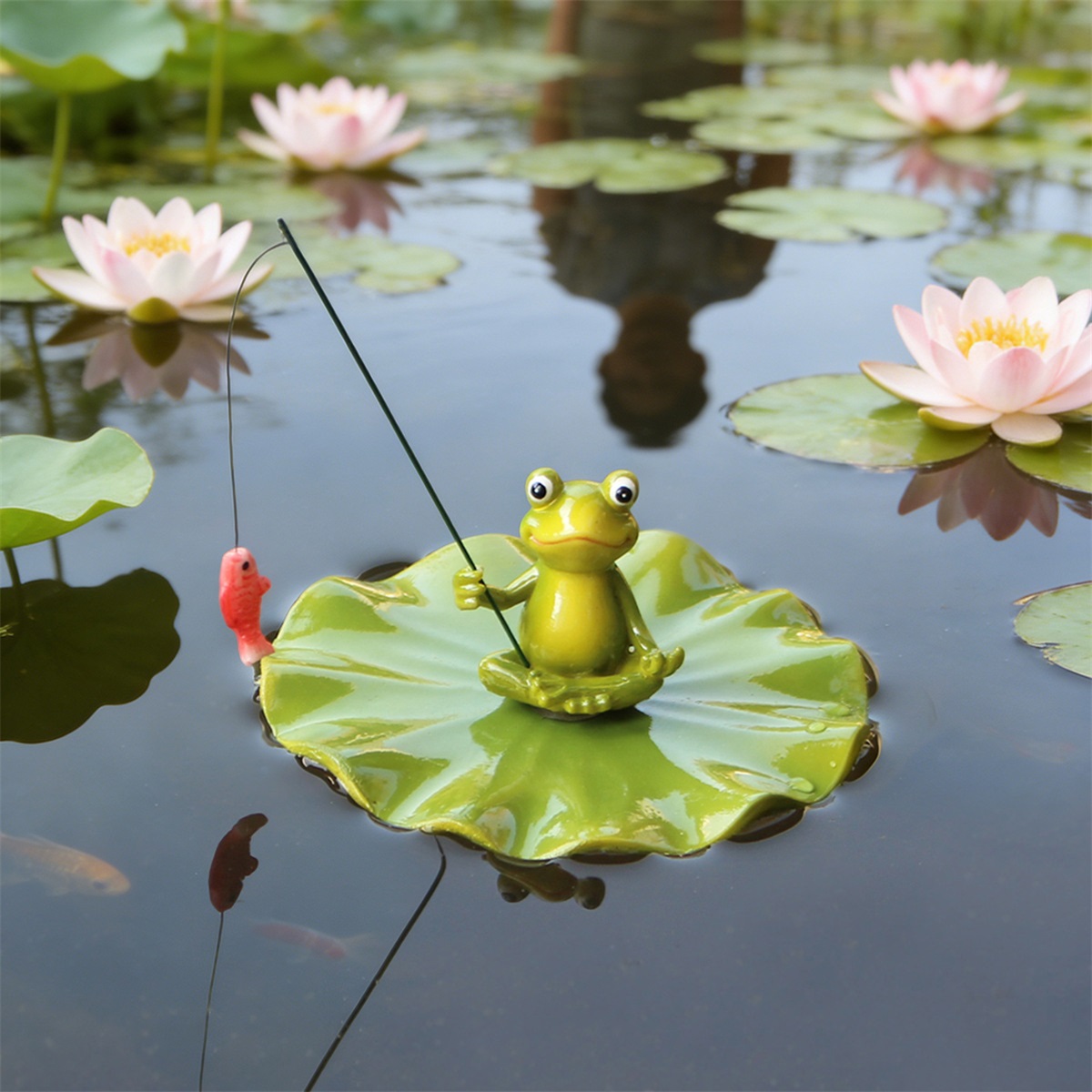 Floating Lotus Leaf Frog Statu - đánh giá và giá Outdoor Furniture Resin
