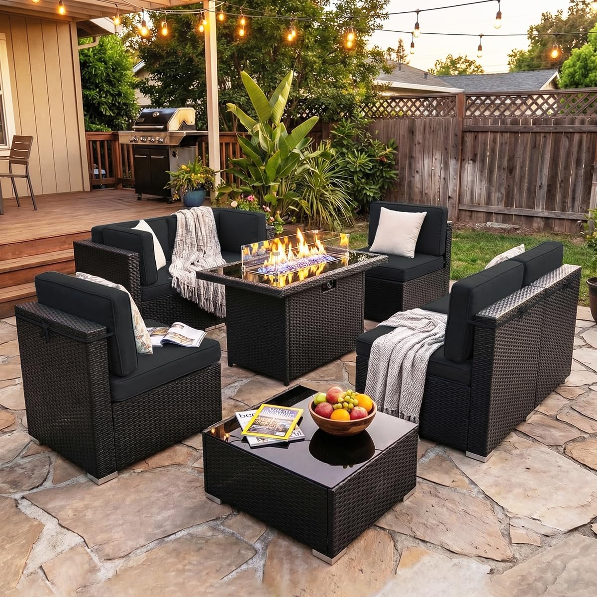 8 Pieces Patio Furniture Set w - đánh giá và giá Outdoor Furniture Fire Table