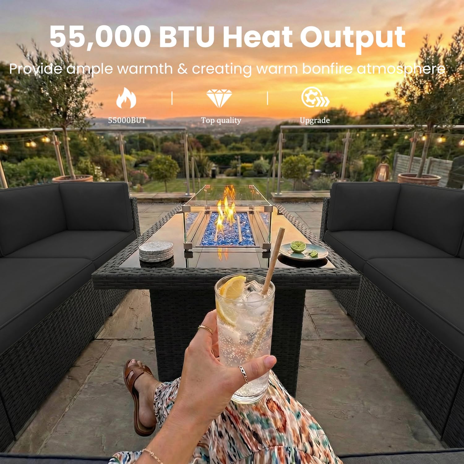 8 Pieces Patio Furniture Set w - đánh giá và giá Outdoor Furniture Fire Table