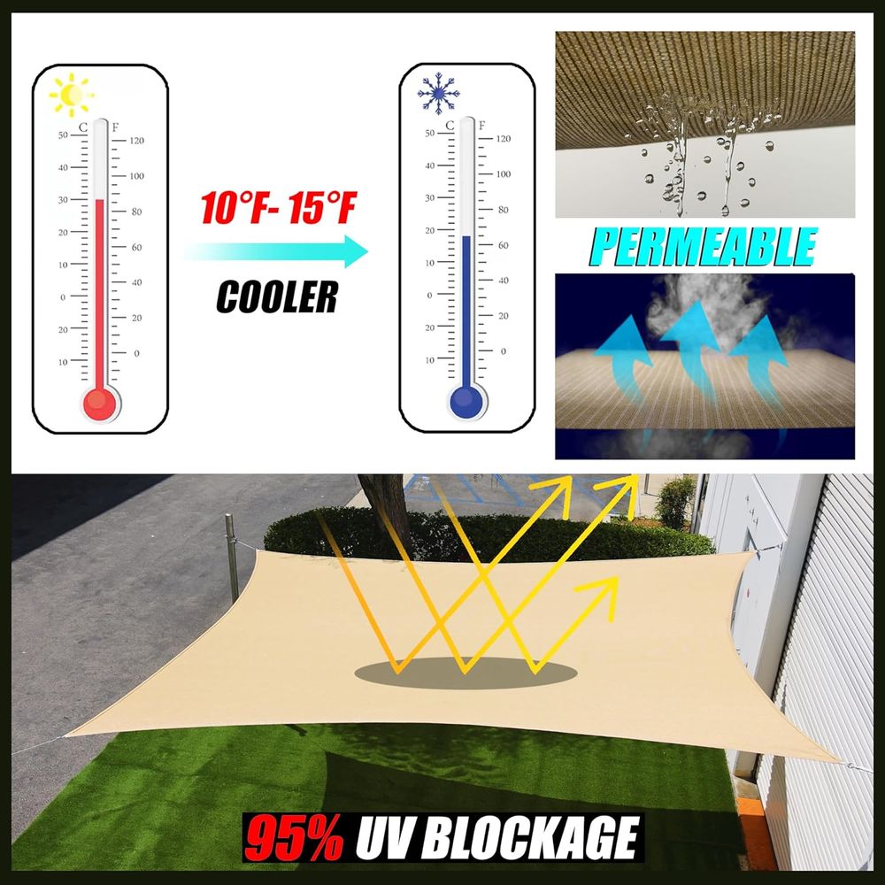 12' x 23' Black RecSquare Sun  - đánh giá và giá Sun Sail Shade