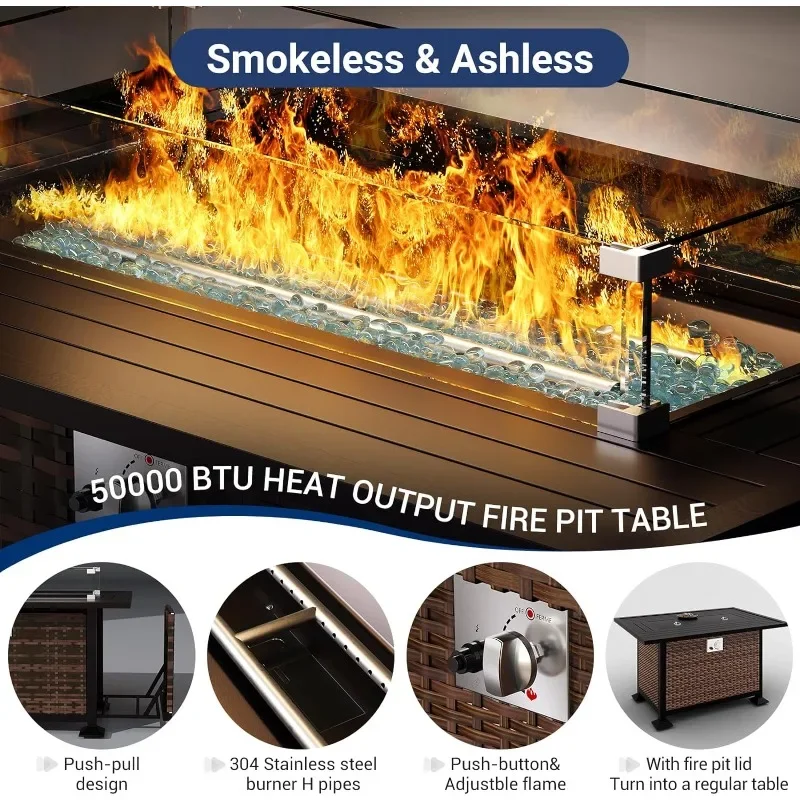 A Furniture Set with Fire Pit  - đánh giá và giá Outdoor Furniture Fire Table