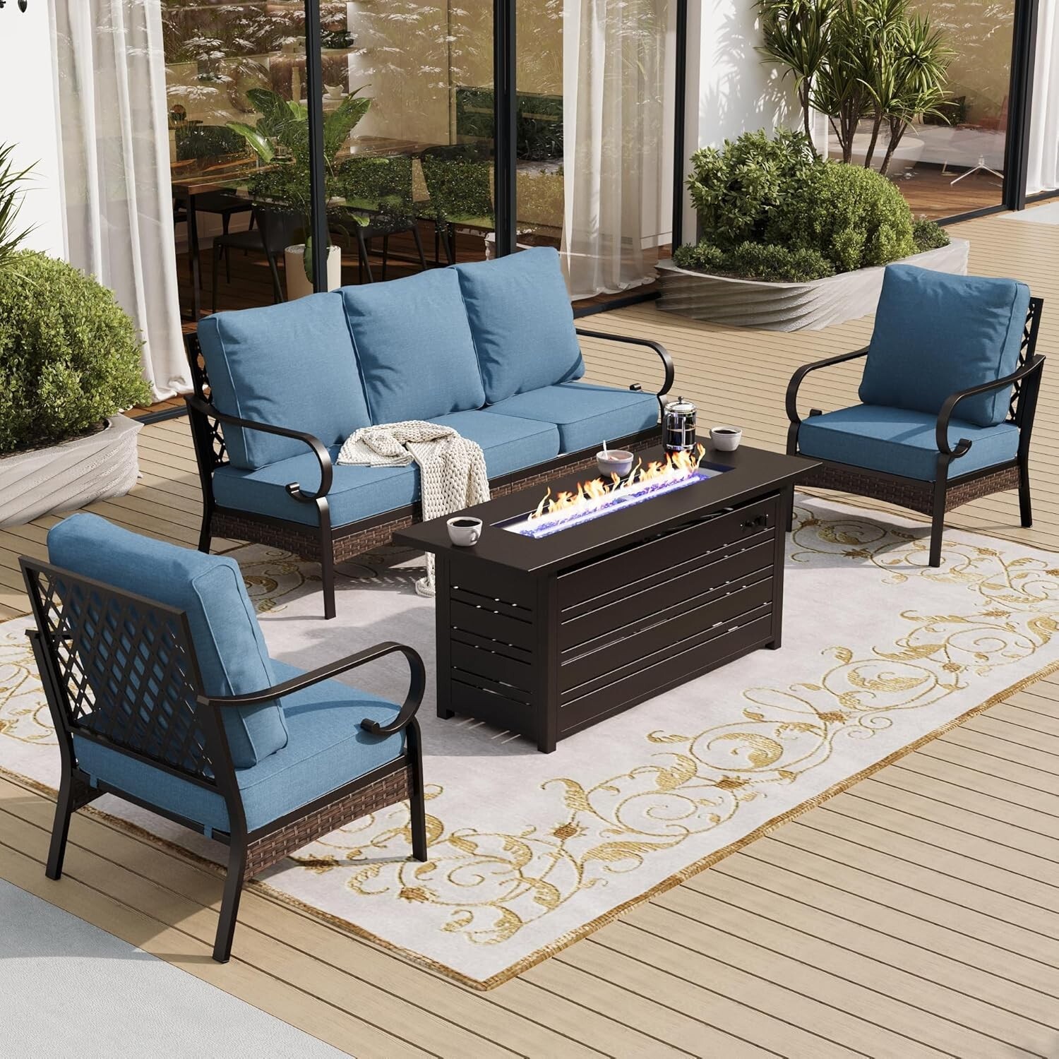 Outdoor Conversation Set with  - đánh giá và giá Outdoor Furniture Fire Table