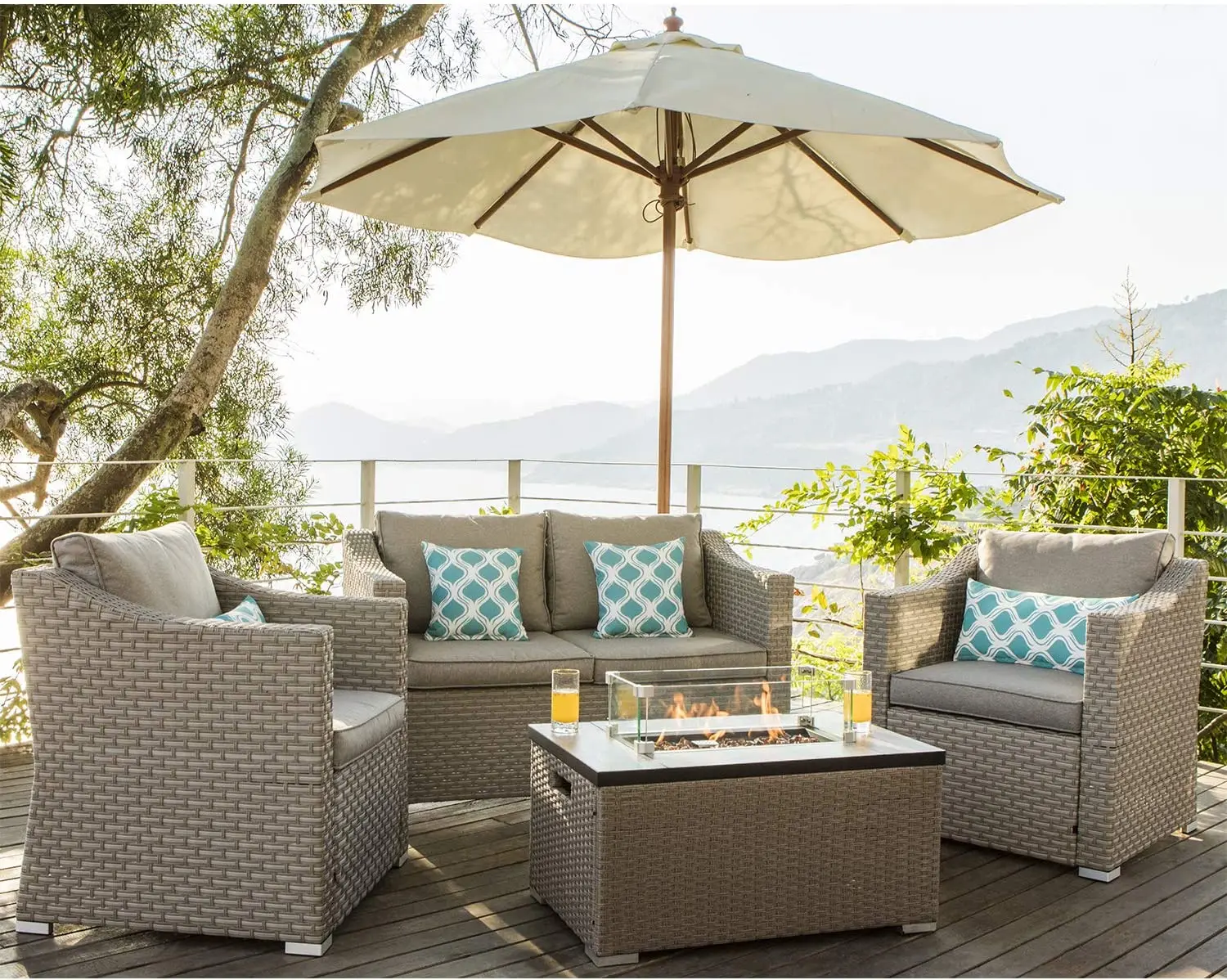 -Outdoor Furniture 5-Piece Wic - đánh giá và giá Outdoor Furniture Fire Table