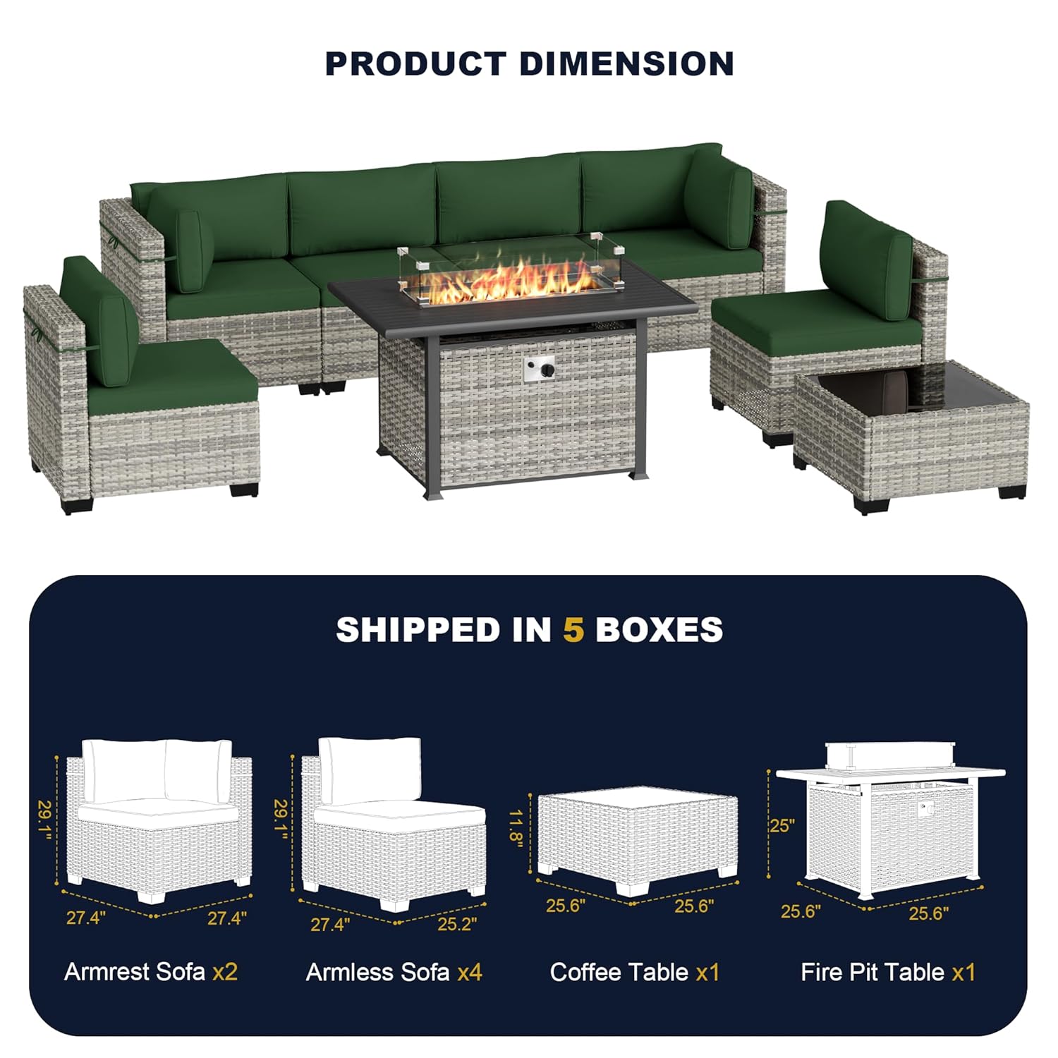 8-Piece Outdoor Patio Furnitur - đánh giá và giá Outdoor Furniture Fire Table