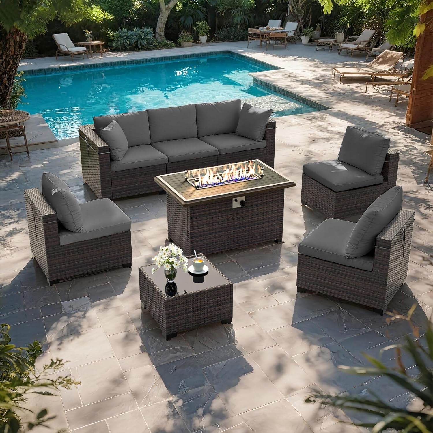 Patio Furniture Set with Fire  - đánh giá và giá Outdoor Furniture Fire Table